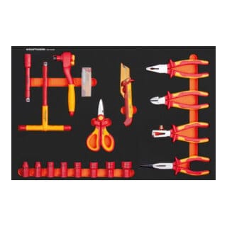 Kraftwerk VDE Einlage mit 3/8" Knarre/Steckschlüssel/Zangen/Schneidwerkzeuge 18-tlg.