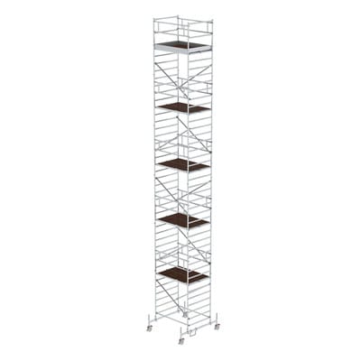 MUNK Rollgerüst 1,35 x 1,80 m mit Fahrbalken und Doppel-Plattform, Plattformhöhe 11,45 m