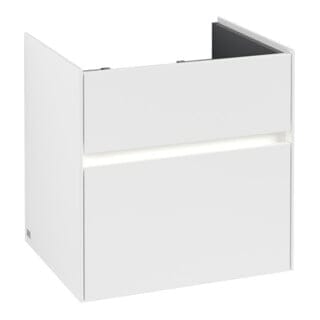 V&B Waschtischunterschrank Collaro 55,4x54,6x44,4cm, WT mi, LED, wh. ma