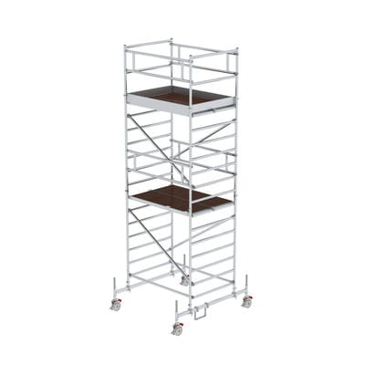 MUNK Rollgerüst 1,35 x 1,80 m mit Fahrbalken und Doppel-Plattform, Plattformhöhe 4,45 m