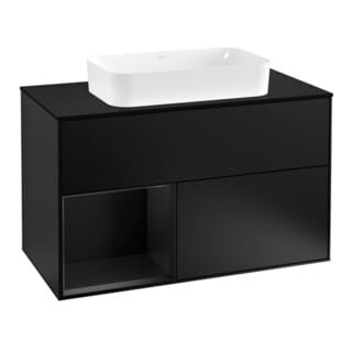 V&B Waschtischunterschrank Wandbeleuchtung Finion 100, Pl b m, Reg li bla m Lac, bla m Lac