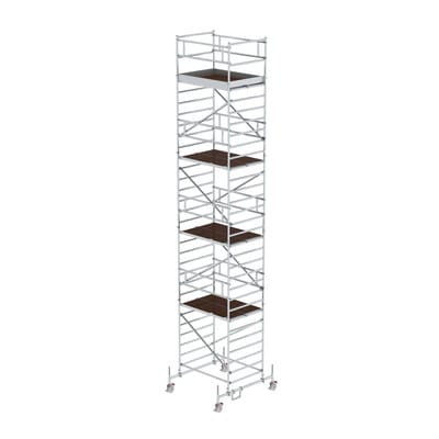 MUNK Rollgerüst 1,35 x 1,80 m mit Fahrbalken und Doppel-Plattform, Plattformhöhe 8,45 m