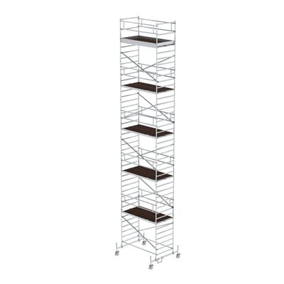MUNK Rollgerüst 1,35 x 2,45 m mit Fahrbalken und Doppel-Plattform, Plattformhöhe 11,45 m