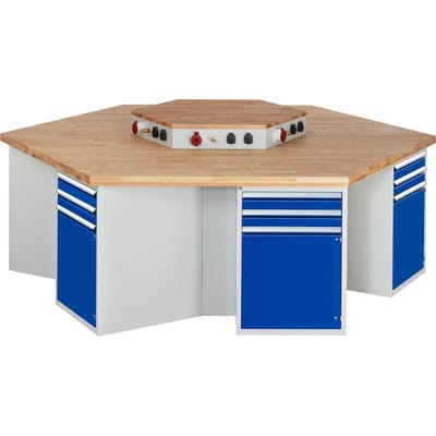 Rau Gruppenwerkbank 492-EA, B2700xT2340xH890mm, 6x2Schubladen-TA, 6x1Tür