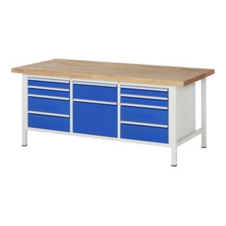 Rau Werkbank höhenverstellbar 8575A2, B2000xT900xH840-1040mm, 10x Schublade-TA