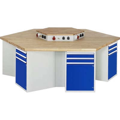 Rau Gruppenwerkbank 492-EA, B2700xT2340xH840mm, 6x2Schubladen-TA, 6x1Tür