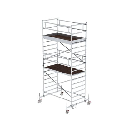 MUNK Rollgerüst 1,35 x 2,45 m mit Fahrbalken und Doppel-Plattform, Plattformhöhe 4,35 m