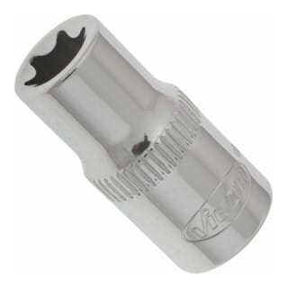 VIGOR Innenvierkant Antrieb 6,3 = 1/4 Zoll TX Steckschlüssel-Einsatz Außen TX Profil V2188 Vierkant hohl 6,3 mm (1/4 Zoll) Außen TX Profil E7 Gesamtlänge: 24.8 mm
