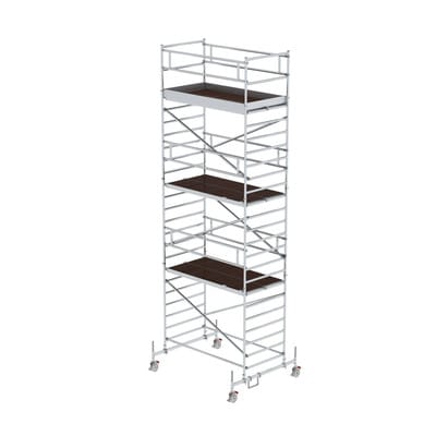 MUNK Rollgerüst 1,35 x 2,45 m mit Fahrbalken und Doppel-Plattform, Plattformhöhe 6,45 m