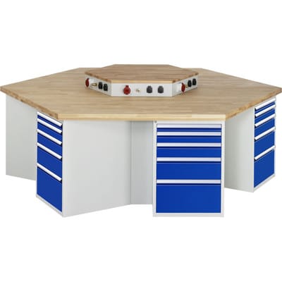 Rau Gruppenwerkbank 499-EA, B2700xT2340xH840mm, 6x5Schubladen-TA