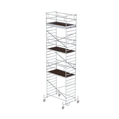 MUNK Rollgerüst 1,35 x 2,45 m mit Fahrbalken und Doppel-Plattform, Plattformhöhe 7,45 m