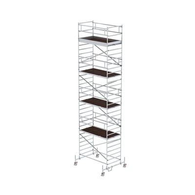 MUNK Rollgerüst 1,35 x 2,45 m mit Fahrbalken und Doppel-Plattform, Plattformhöhe 8,45 m