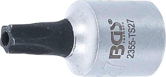 BGS Bit-Einsatz Antrieb Innenvierkant 6,3 mm (1/4") TS-Profil (für TX Plus) mit Bohrung TS27