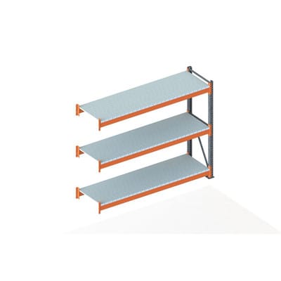 Meta Großfachregal Anbauregal 2200 x 2700 x 800 mm verzinkt / rotorange multipal S + Stahlpaneelen