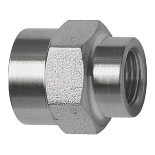 Riegler Muffe, Außensechskant, reduzierend, G 1/2, G 3/8, ES 1.4571
