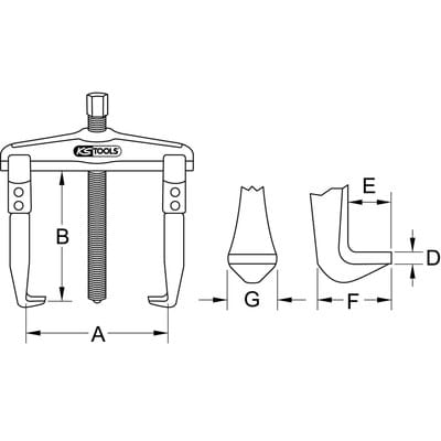 KS Tools Universal-Abzieher 2-armig, verlängerte Haken, 110-520x400mm