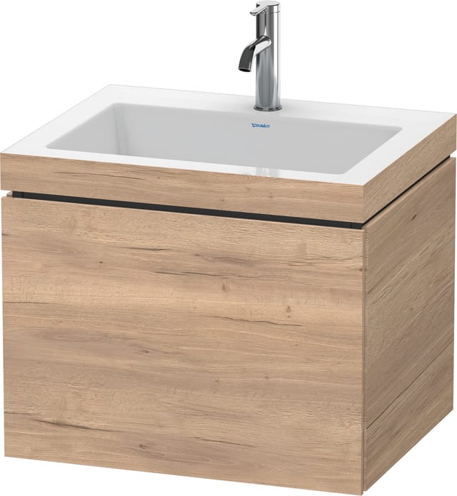 Duravit Waschtischunterschrank c-bonded L-Cube 60 x48cm, 1 HL, Ei marm., 1 Ausz., wandhängend
