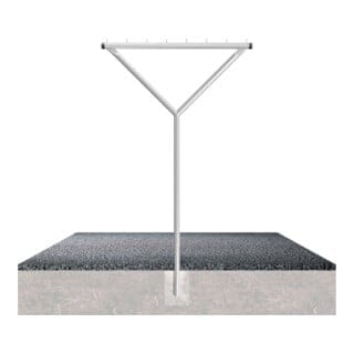 Schake Wäschetrockengerüst Y, Form, Ø 60mm bestehend aus : Querrohr + 8 Rundstiften Ø 10 x 40 mm Gesamtbreite: 1500 mm Gesamthöhe: 2500 mm + Erdanker, feuerverzinkt