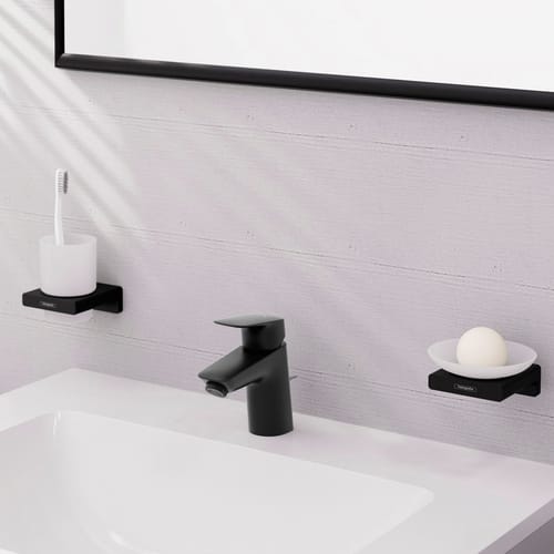 hansgrohe Einhebel-Waschtischarmatur Logis KS-Zugst.-Abl., m CSt, A 107mm, matt-sw