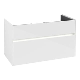 V&B Waschtischunterschrank Collaro 95,4x54,6x44,4cm, WT mi, LED 7W, glo wh.