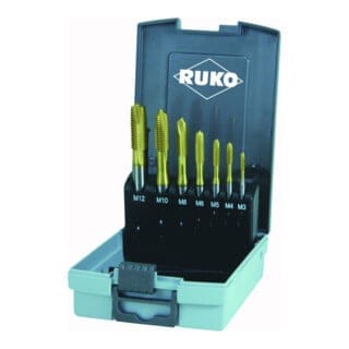 Ruko 7-teiliger Maschinengewindebohrer-Satz HSS TiN Form C 35°