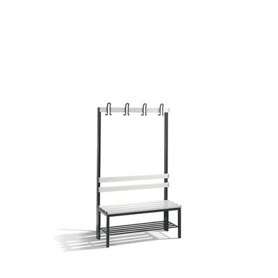 C+P Garderobenbank Basic mit Schuhrost, H1650xB1000xT403mm, Schwarzgrau/Lichtgrau