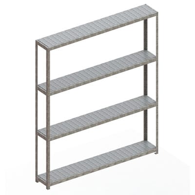 Meta Weitspannregal Speed Rack 2970 x 2500 x 400 mm verzinkt + 4 Fachebenen + Stahlpaneelen