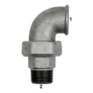 Riegler Verschraubung Bogen 97 IG/AG, Rp 1 1/4, R 1 1/4, schw. Temperguss