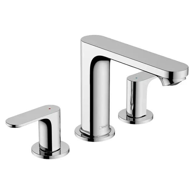 hansgrohe 3-Loch-Waschtischarmatur Rebris S 110 mit Zugstangen-Ablaufgarnitur, chrom