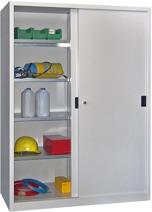 Pavoy Schiebetürenschrank, 1200x1500x400 mm, 4 Böden gepulvert, RAL 7035/5012