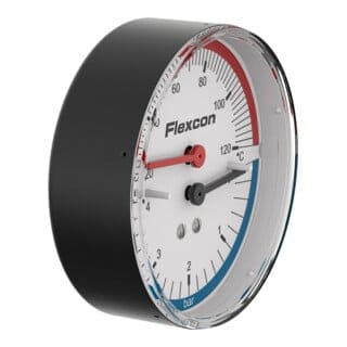 Flamco FL Druck-Thermometer axial, R1/2" 20-120 Gr.C. 0-4 bar