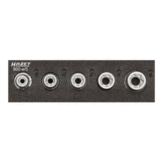 HAZET TX Steckschlüssel-Satz (1/12) 900-E/5 Vierkant hohl 12,5 mm (1/2 Zoll) Außen TX Profil E 10 - E 18 Anzahl Werkzeuge: 5