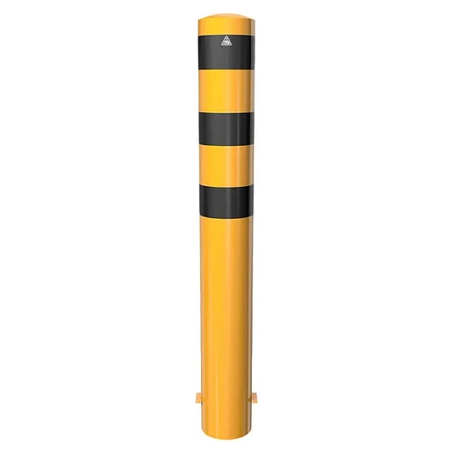 Schake Absperrpfosten Typ 40191BG, ortsfest, zum Einbetonieren, Ø 193mm, Gesamtlänge:1500mm, gelb / schwarz