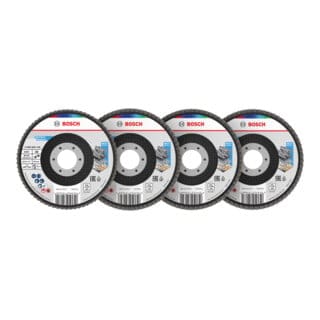 Bosch X451 Fächerschleifscheiben Set, 115 x 22,23 mm, K40/K60/K80/K120, Z27, 15-tlg