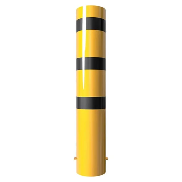 Schake Absperrpfosten Typ 40271BG, ortsfest, zum Einbetonieren, Ø 273mm, Gesamtlänge:1500mm, gelb/schwarz