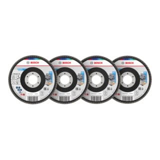 Bosch X451 Fächerschleifscheiben Set, 115 x 22,23 mm, K40/K60/K80/K120, Z29, 15-tlg