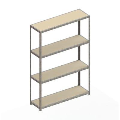 Meta Weitspannregal Speed Rack 2970 x 2000 x 600 mm verzinkt + 4 Fachebenen + Spanplatten