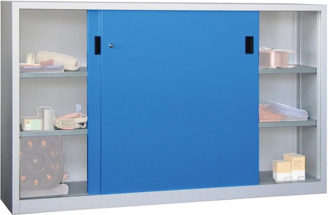 Pavoy Schiebetürenschrank, 1200x2000x600 mm, 4 Böden verzinkt, RAL 7035/5012