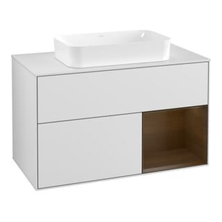 V&B Waschtischunterschrank Abdeckplatte wh. m Finion 100x60,3cm, Reg re wal ven, wh. m Lac
