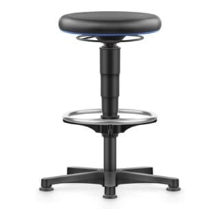 bimos Allround Hocker mit Gleiter und Fußring, Kunstleder schwarz, Sitzhöhe 560-830 mm