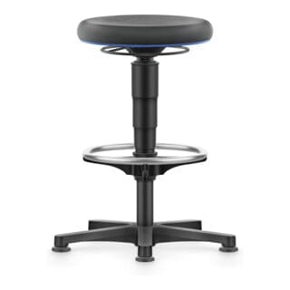 bimos Allround Hocker mit Gleiter und Fußring, Supertec schwarz, Sitzhöhe 560-830 mm
