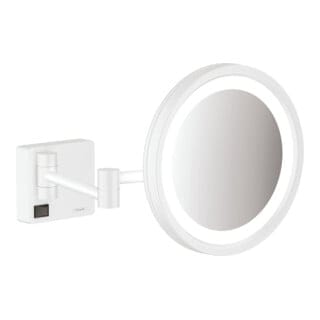 hansgrohe Rasierspiegel AddStoris mit LED, Wandmontage, mattweiß