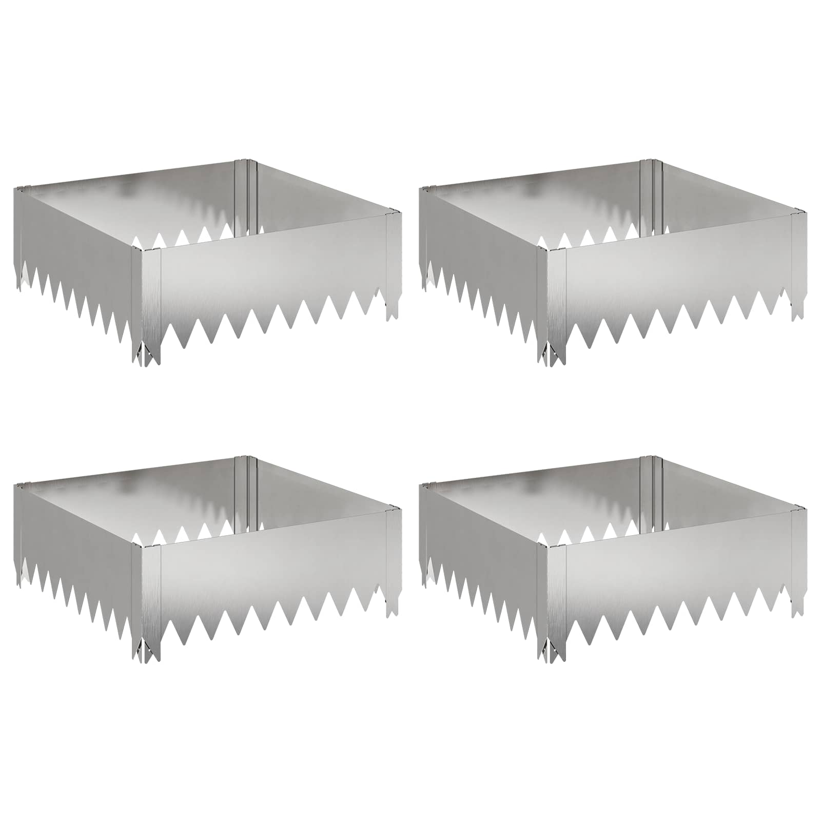 Raseneinfassung 4 Stk. 60 X 60 X 20 Cm Stahl Silber Vidaxl