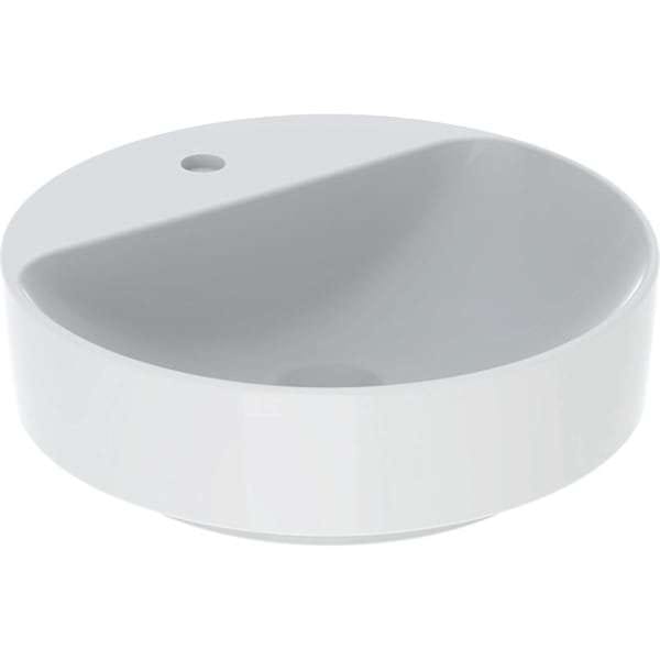 Geberit Aufsatzwaschtisch VariForm d 45cm, m Hahnloch, o. ÜL, rund, weiß