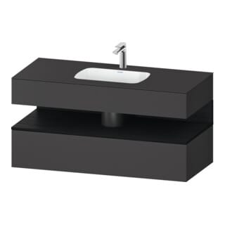 Duravit Einbauwaschtisch-Möbel-Set Qatego 120x55x60cm, E sw/gra ma, Konsolen-Waschtischunterbau