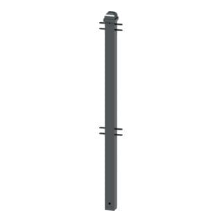 Schake Stadtzaun, Mittelpfosten + Zierkopf, Vierkantrohr 70x70mm + Stahlkappe, beschichtet, Höhe 1000mm über Flur, zum einbetonieren, 4 Verbindungslaschen