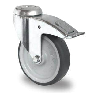 CASCOO Rückenlochlenkrolle mit Totalfeststeller ø 100 mm Serie P2T2 Gleitlager