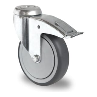 CASCOO Rückenlochlenkrolle mit Totalfeststeller ø 100 mm Serie P2T2 Kugellager