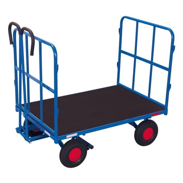 VARIOfit Handpritschenwagen mit 2 Rohrgitterwänden Luftbereifung 940 x 700 mm Traglast 700 kg