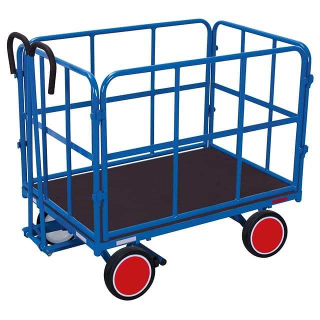 VARIOfit Handpritschenwagen mit 4 Rohrgitterwänden Vollgummibereifung 940 x 640 mm Traglast 700 kg